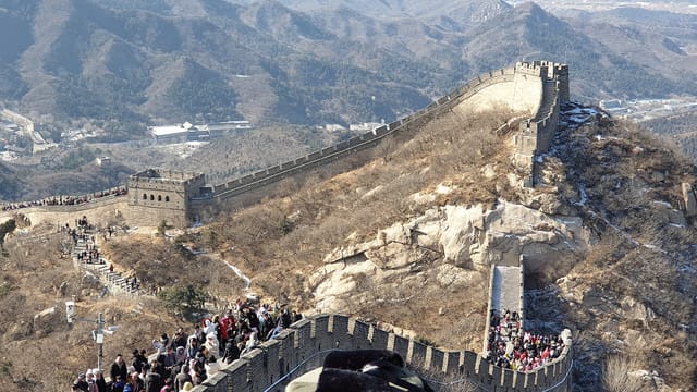 Tourists at The Great Wall of China
