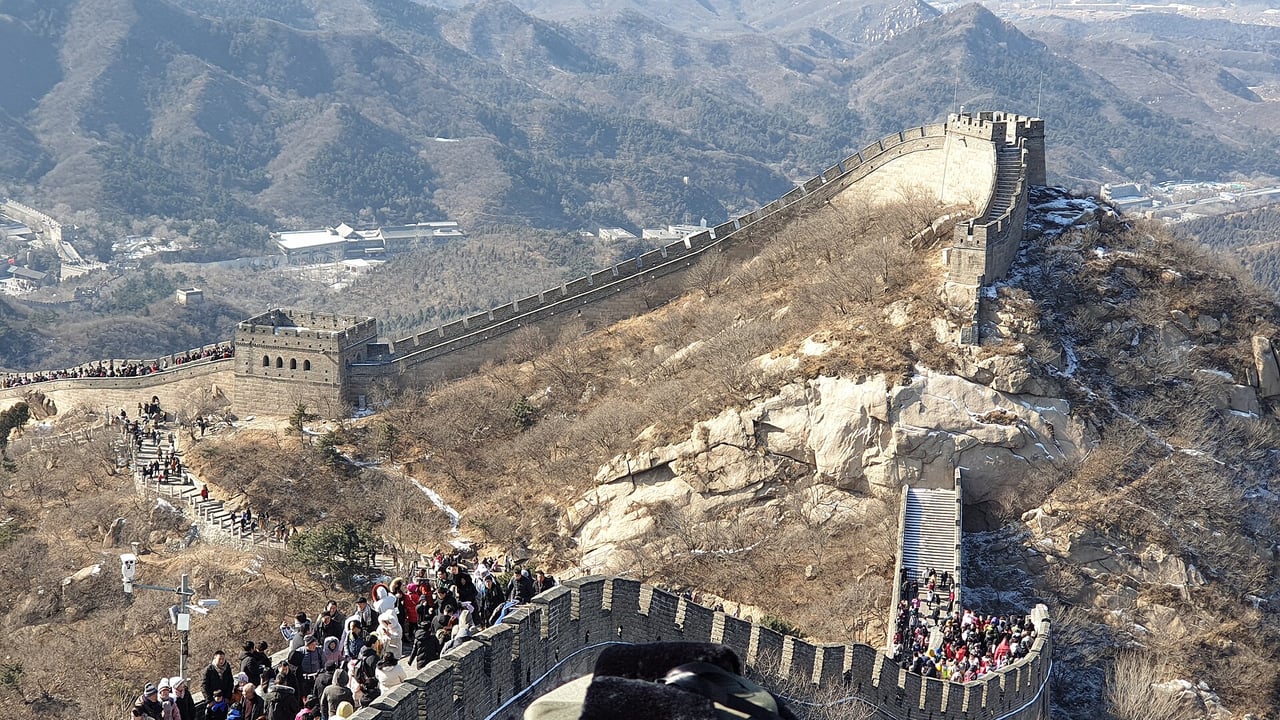 Tourists at The Great Wall of China