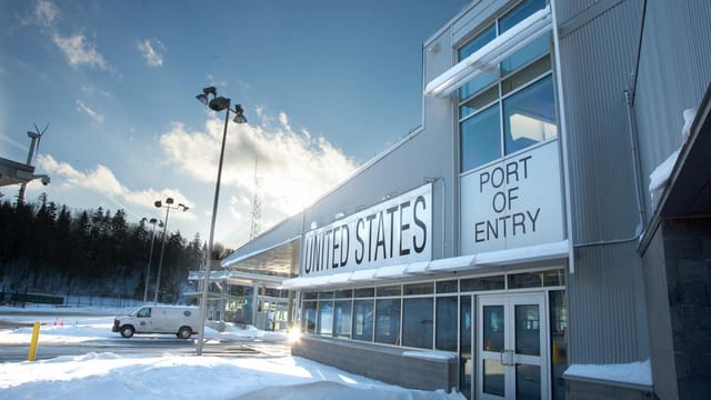 Sunny winter day at the United States international border port of entry.