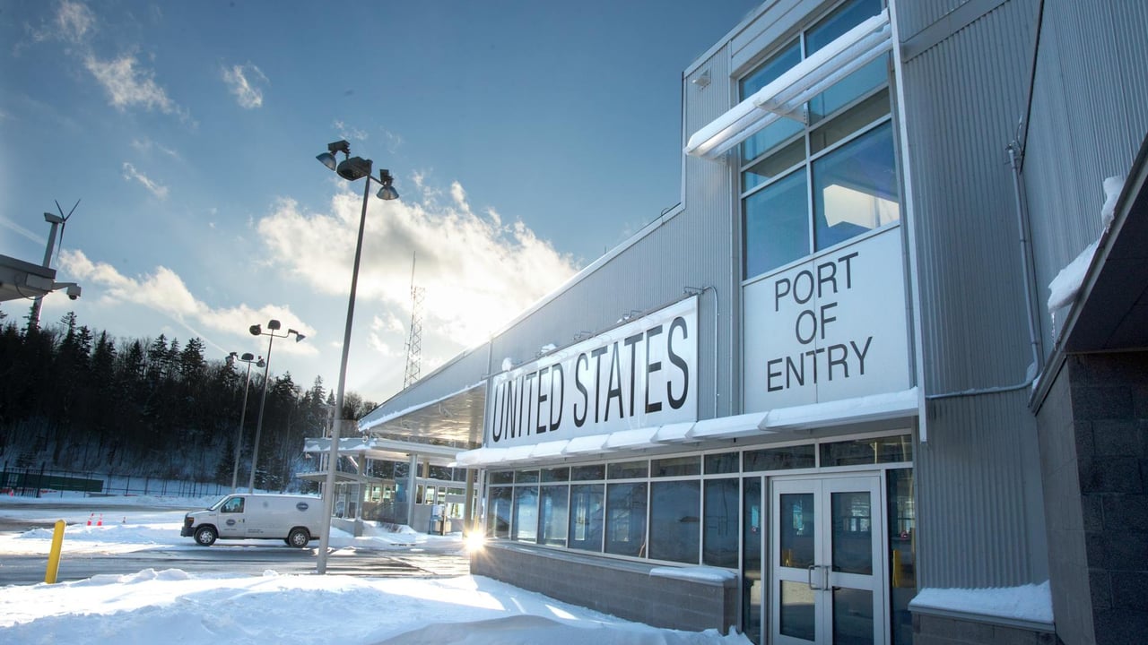 Sunny winter day at the United States international border port of entry.