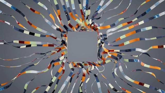 Vivid 3D rendering of dynamic colorful ribbons forming a square in abstract digital art.