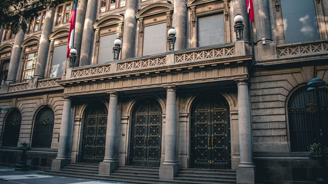 Elegant architecture of a historic building in Santiago, Chile, showcasing classic design elements.