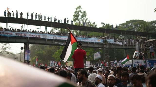 Massive public demonstration for Palestinian support in Dhaka, Bangladesh.