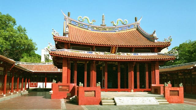 Explore the traditional architecture of Tainan's Confucius Temple, a renowned historic landmark in Taiwan.