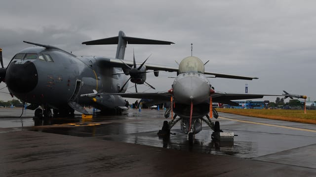 Close-up of military aircraft at an airshow in England, showcasing aviation technology.