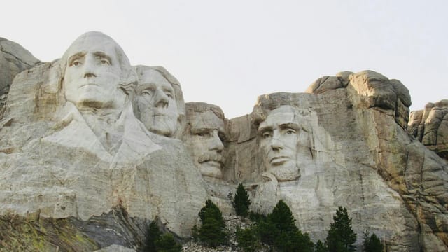 Iconic Mount Rushmore with presidential carvings in South Dakota's Black Hills.