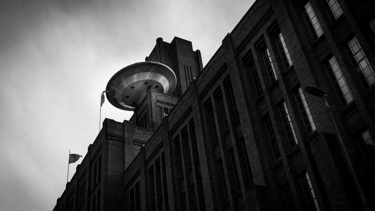 Dramatic monochrome shot of a modern building in Utrecht, Netherlands.