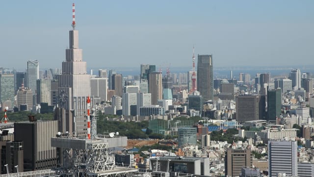 Stunning aerial view of Tokyo skyline showcasing iconic landmarks and modern architecture during the day.