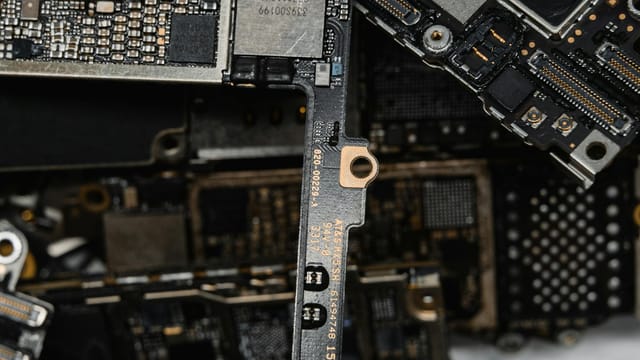 Detailed image of electronics showing circuit boards and components close-up.