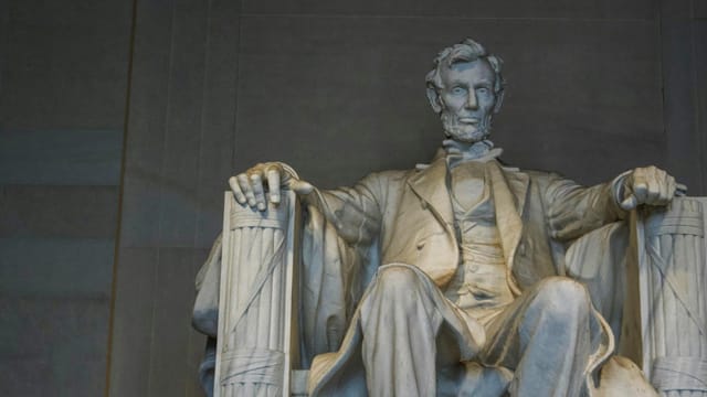 Close-up of the Lincoln Memorial statue, a symbol of American heritage in Washington, D.C.