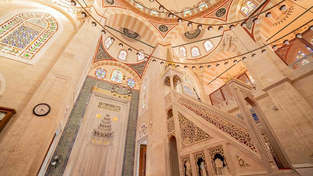 Intricate architectural details of Mesih Ali Pasha Mosque's interior in Istanbul.
