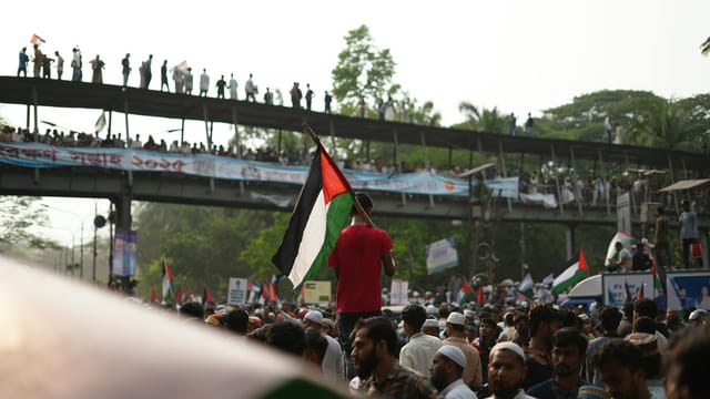 Massive public demonstration for Palestinian support in Dhaka, Bangladesh.