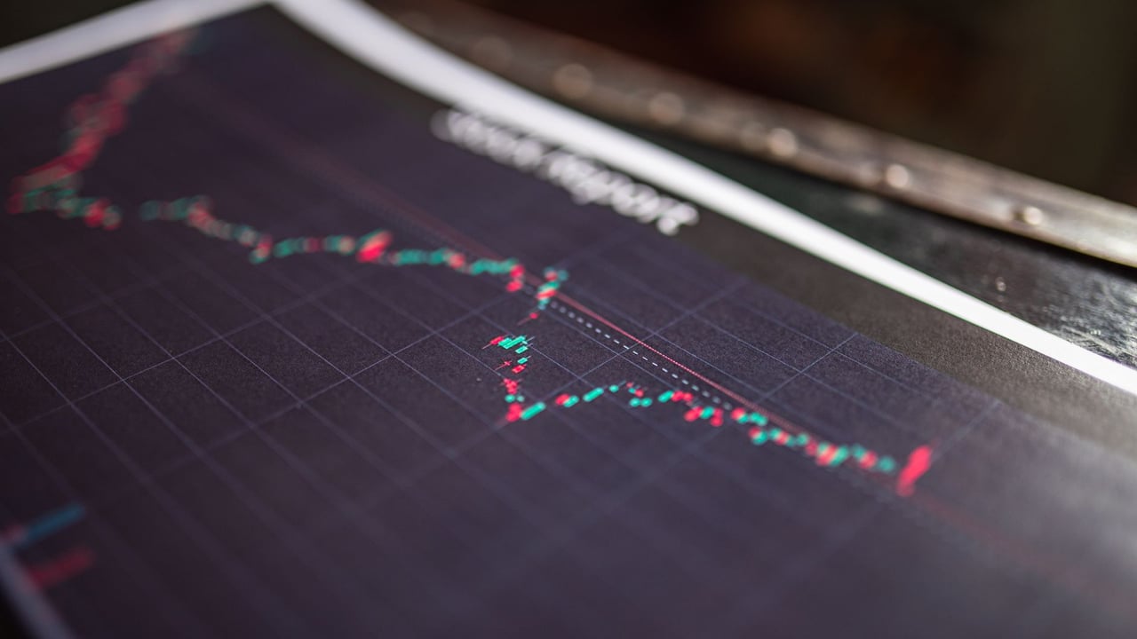 Close-up of a stock report showing a financial data graph.