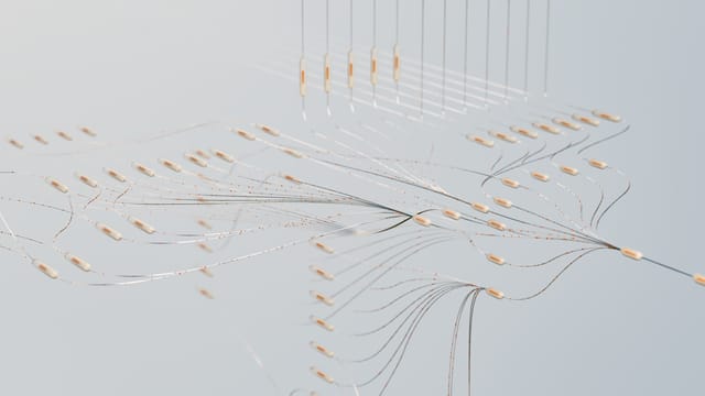 Elegant 3D visualization of neural networks showcasing abstract connections in a digital space.