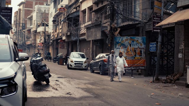 A lively street in Ludhiana, Punjab, showing local architecture and daily life.