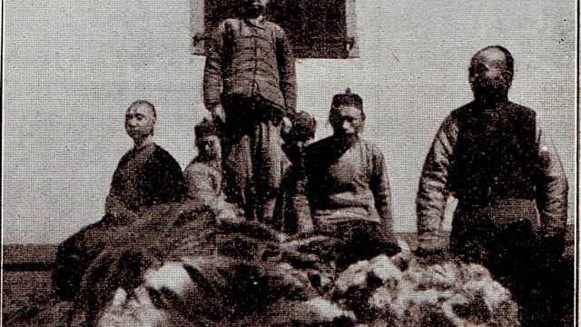 Coolies of a larger fur shop in China (c 1900)