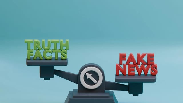 Weighing Truth Facts and Fake News. 3D Render.
