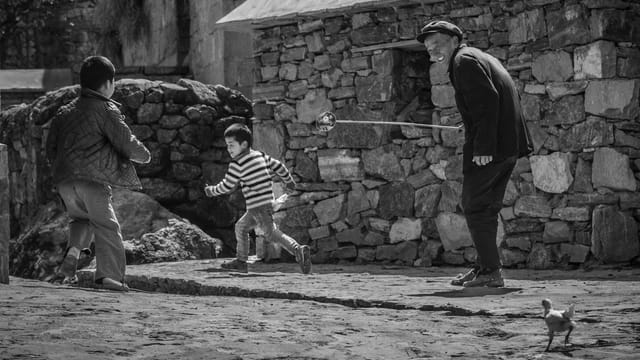 Heartwarming moment of children playing with an elder in a Yunnan village.