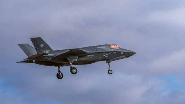 F-35 fighter jet in flight over Albacete, Spain. Military aviation at its finest.