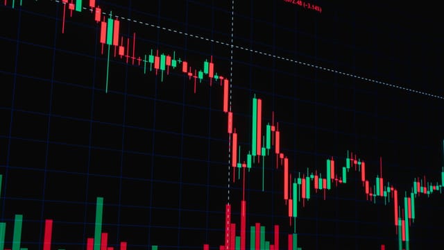 Financial candlestick chart showing market trends and data visualization.