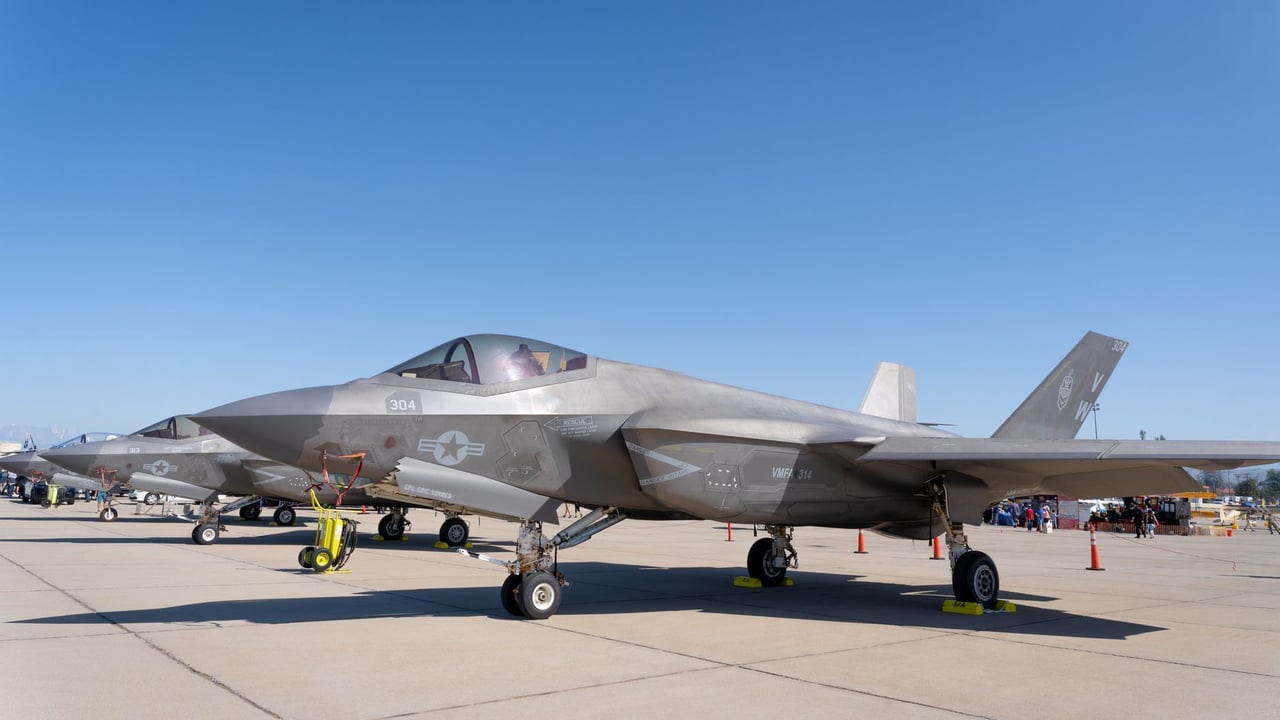 F-35 Lightning II jets showcased at March Air Reserve Base.