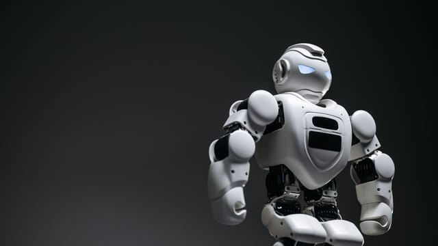 A futuristic robot, captured in a close-up studio shoot, showcasing innovation and design.