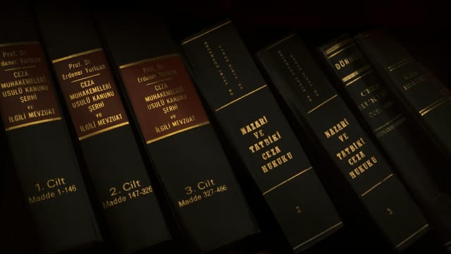 Stack of legal and literature books in a library showcasing various volumes.