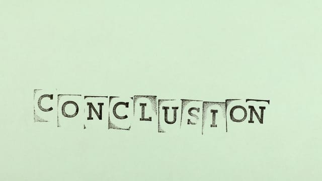 Minimalist graphic of the word 'CONCLUSION' on a green background.
