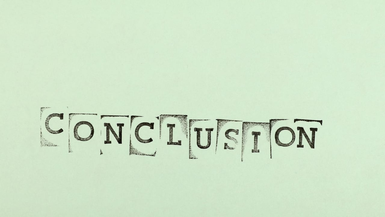 Minimalist graphic of the word 'CONCLUSION' on a green background.