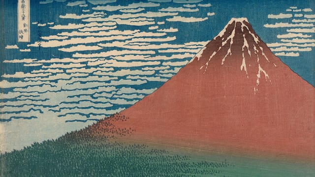 Katsushika Hokusai, published by Nishimuraya Yohachi (Eijudō) - Fine Wind, Clear Weather (Gaifū kaisei), also known as Red Fuji, from the series Thirty-six Views o... - Google Art Project - Cropped