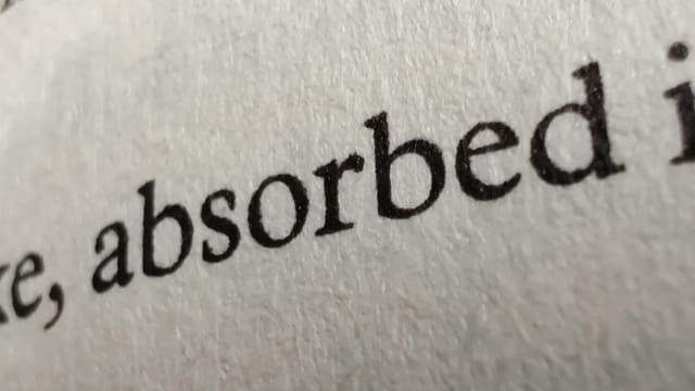 Detailed close-up image of printed text on a textured paper page.