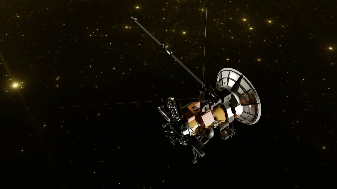 Cassini space probe journeying through the vast starry space.