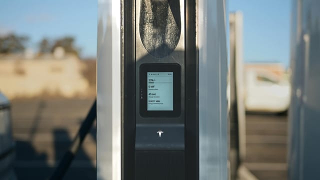 Close-up view of an electric vehicle charging station located outdoors in Yass, NSW, Australia.