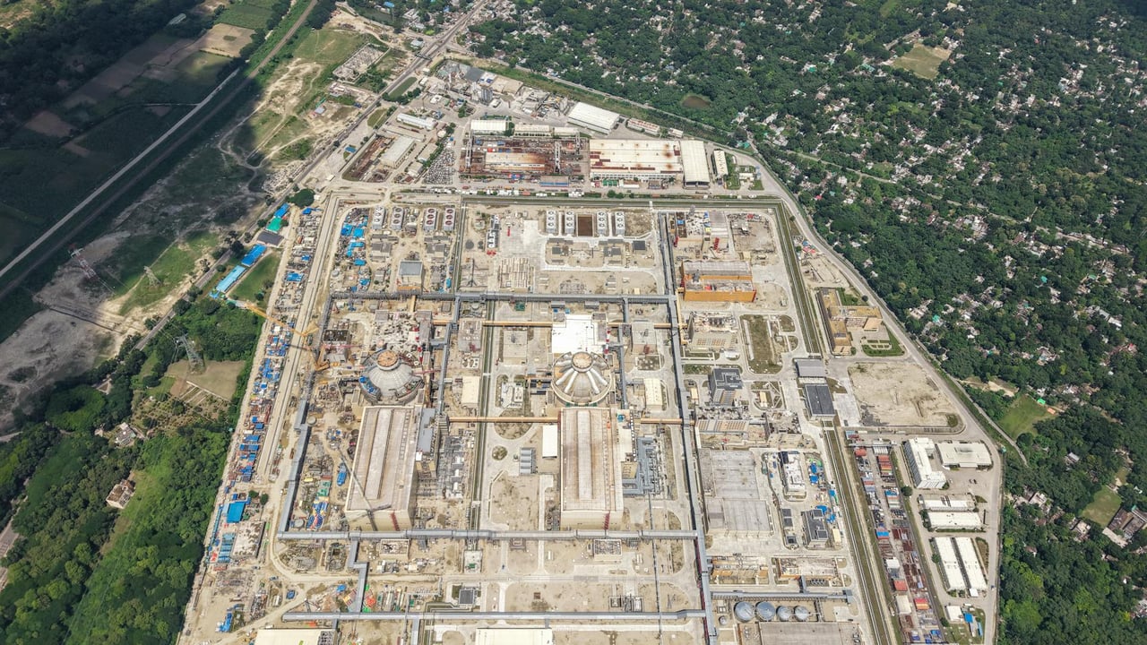An aerial shot of the Rooppur Nuclear Power Plant under construction in Bangladesh.