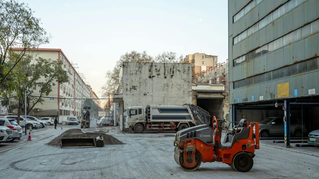 Urban construction site with machinery in Luoyang, China, during daytime.