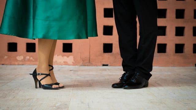 Close-up of a dance couple's feet in Monterrey, Nuevo León, México.