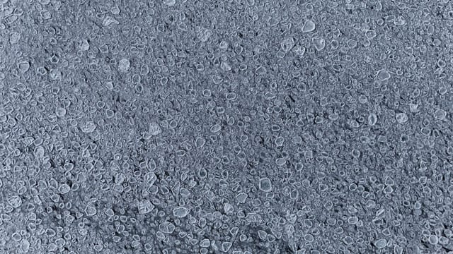 Detailed view of frozen bubbles on an icy surface capturing winter textures.