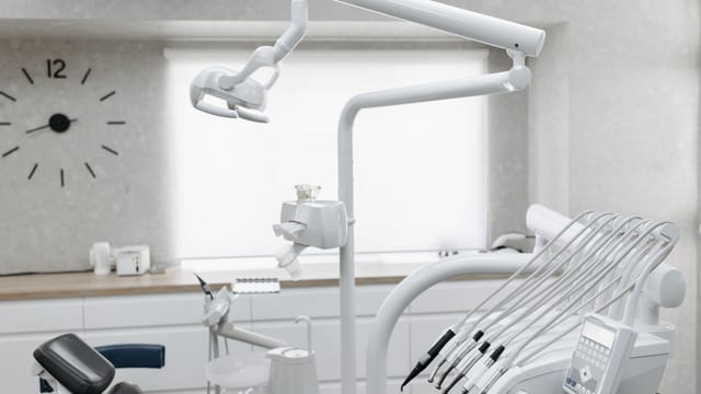 A bright, modern dental office displaying various dental tools and equipment.